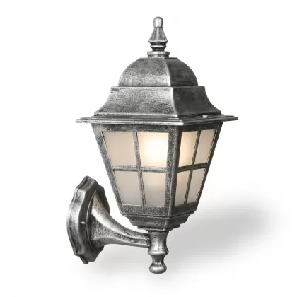 36x26 cm - E27 DUY  Kısa kollu yukarı yöne bakan dekoratif alüminyum döküm duvar tipi aplik İngiliz tarzı dış mekan aydınlatma duvar apliği silver gümüş