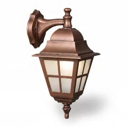 37x26 cm - E27 DUY Dik kollu aşağı yöne bakan dekoratif alüminyum döküm duvar tipi aplik bakır eskitme dış mekan aydınlatma duvar apliği bakır