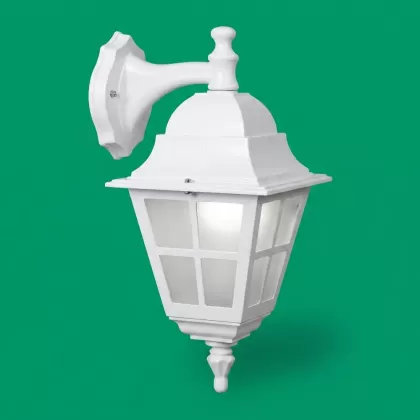 37x26 cm - E27 DUY Dik kollu aşağı yöne bakan dekoratif alüminyum döküm duvar tipi aplik bakır eskitme dış mekan aydınlatma duvar apliği beyaz