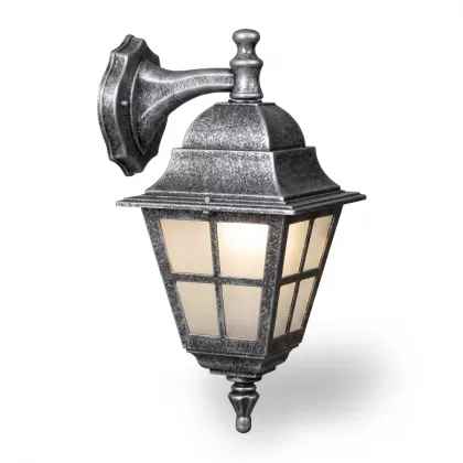 37x26 cm - E27 DUY Dik kollu aşağı yöne bakan dekoratif alüminyum döküm duvar tipi aplik bakır eskitme dış mekan aydınlatma duvar apliği gümüş silver