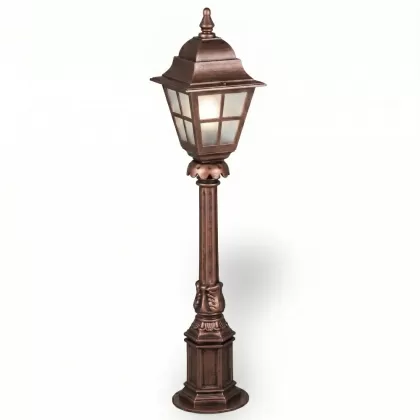 88x18 cm - E27 DUY İngiliz model dekoratif alüminyum döküm şapkalı bahçe çim aydınlatma direği bakır