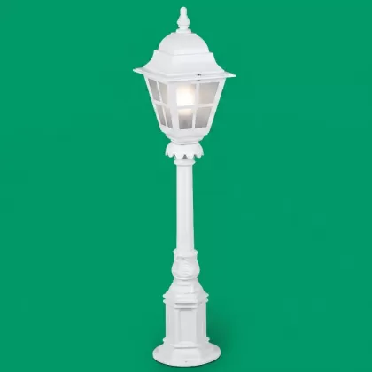 88x18 cm - E27 DUY İngiliz model dekoratif alüminyum döküm şapkalı bahçe çim aydınlatma direği beyaz