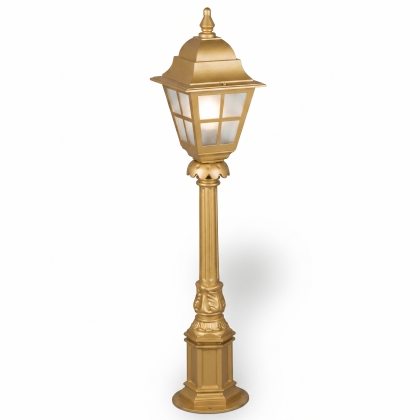 88x18 cm - E27 DUY İngiliz model dekoratif alüminyum döküm şapkalı bahçe çim aydınlatma direği altın gold