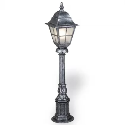 88x18 cm - E27 DUY İngiliz model dekoratif alüminyum döküm şapkalı bahçe çim aydınlatma direği gmüş silver