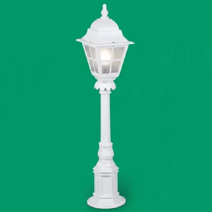 112x29 cm - E27 DUY Osmanlı şapkalı model dekoratif alüminyum döküm siyah bahçe çim aydınlatma direği beyaz