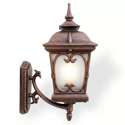 54X38 cm - E27 DUY Oval kollu yukarı yöne bakan dekoratif duvar tipi alüminyum döküm aplik, sivri şapkalı dış mekan aydınlatma apliği bakır