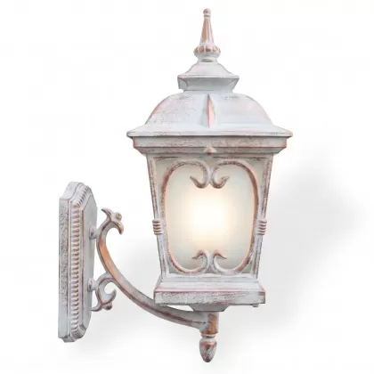 54X38 cm - E27 DUY Oval kollu yukarı yöne bakan dekoratif duvar tipi alüminyum döküm aplik, sivri şapkalı dış mekan aydınlatma apliği beyaz eskitme