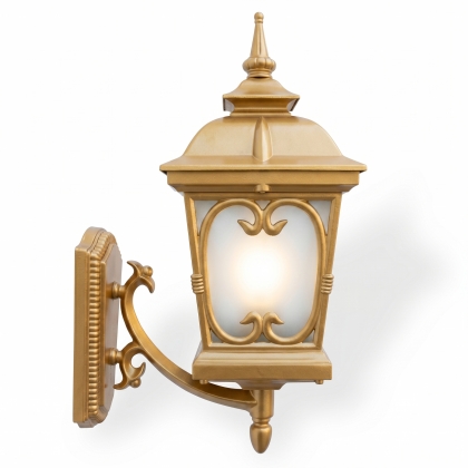 54X38 cm - E27 DUY Oval kollu yukarı yöne bakan dekoratif duvar tipi alüminyum döküm aplik, sivri şapkalı dış mekan aydınlatma apliği gold