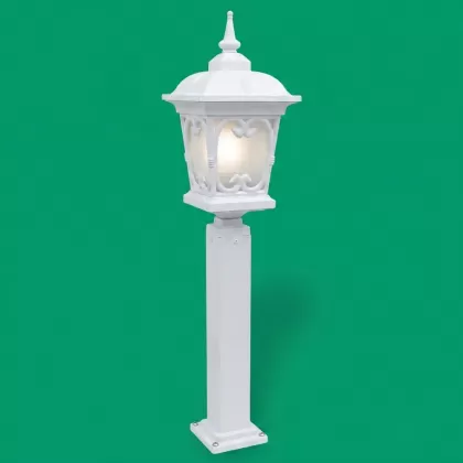 100x24 cm -  E27 DUY Fransız model dekoratif alüminyum döküm siyah sivri şapkalı bahçe çim aydınlatma direği beyaz