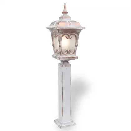 100x24 cm -  E27 DUY Fransız model dekoratif alüminyum döküm siyah sivri şapkalı bahçe çim aydınlatma direği beyaz patina
