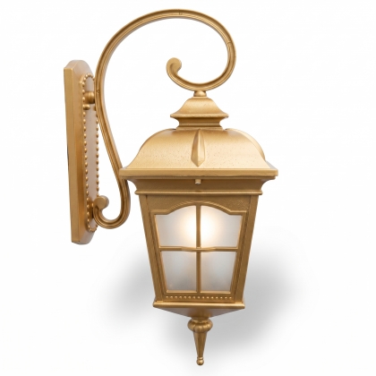55x33 cm - E27 DUY Kıvrık kollu aşağı yöne bakan dekoratif duvar tipi alüminyum döküm aplik, Amerikan tarzı dış mekan aydınlatma apliği gold