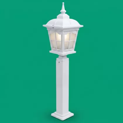 100x24 cm - E27 DUY Amerikan tip model dekoratif alüminyum döküm sivri şapkalı bahçe çim aydınlatma direği beyaz