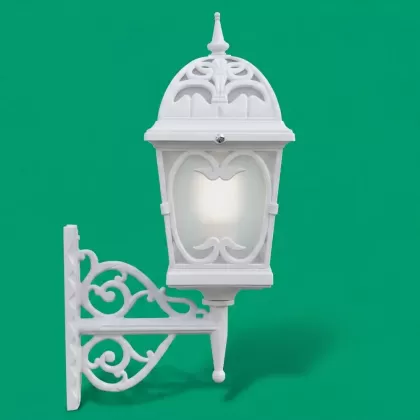86x48 cm - E27 DUY Ferforje kollu yukarı yöne bakan dekoratif duvar tipi alüminyum döküm aplik, ferforje dış mekan aydınlatma apliği beyaz