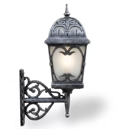 86x48 cm - E27 DUY Ferforje kollu yukarı yöne bakan dekoratif duvar tipi alüminyum döküm aplik, ferforje dış mekan aydınlatma apliği silver gümüş