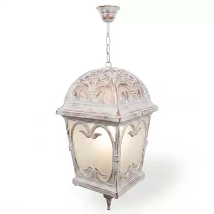 87x30 cm - E27 DUY Osmanlı tavan tipi alüminyum döküm ferforje model zincirli aplik, ferforje sarkıt aydınlatma apliği beyaz patina