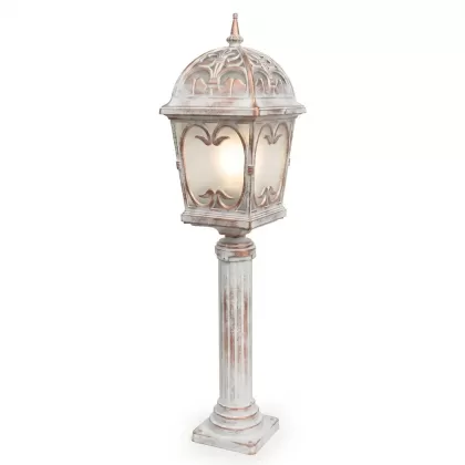 156x30 cm - E27 DUY Osmanlı model dekoratif alüminyum döküm ferforje bahçe çim aydınlatma direği beyaz patina