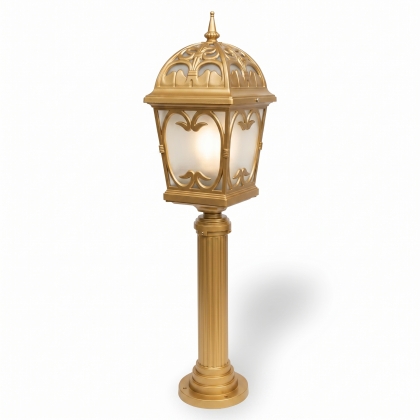 156x30 cm - E27 DUY Osmanlı model dekoratif alüminyum döküm ferforje bahçe çim aydınlatma direği gold