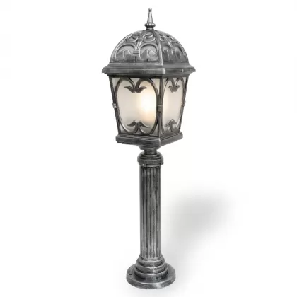 156x30 cm - E27 DUY Osmanlı model dekoratif alüminyum döküm ferforje bahçe çim aydınlatma direği gümüş