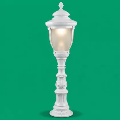 143x39 cm - E27 DUY Bakır şapkalı model dekoratif alüminyum döküm kısa model modern bahçe çim aydınlatma direği beyaz