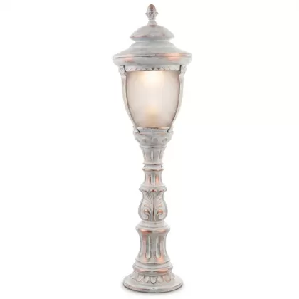 143x39 cm - E27 DUY Bakır şapkalı model dekoratif alüminyum döküm kısa model modern bahçe çim aydınlatma direği beyaz patina