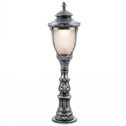 143x39 cm - E27 DUY Bakır şapkalı model dekoratif alüminyum döküm kısa model modern bahçe çim aydınlatma direği gümüş