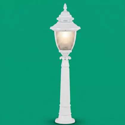 110x25 cm - E27 DUY Bakır şapkalı model dekoratif alüminyum döküm modern bahçe çim aydınlatma direği beyaz