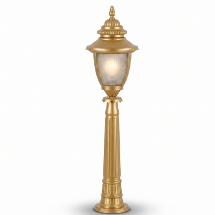 110x25 cm - E27 DUY Bakır şapkalı model dekoratif alüminyum döküm modern bahçe çim aydınlatma direği gold altın