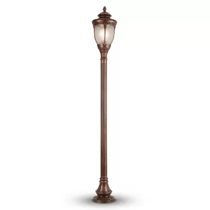 370x39 cm - E27 DUY Bakır şapkalı yukarı yöne bakan tek (1) fenerli alüminyum döküm dekoratif modern bahçe aydınlatma direği bakır