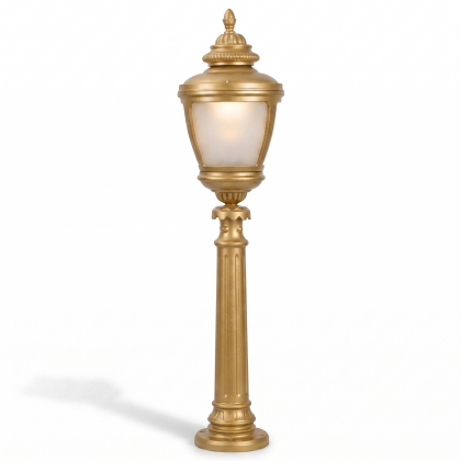 107x26 cm E27 DUY - Bakır şapkalı model dekoratif alüminyum döküm orta boy bahçe çim aydınlatma direği gold