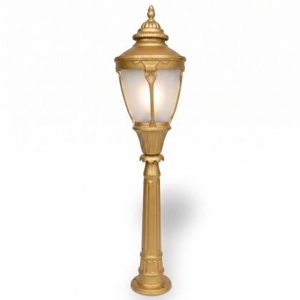 116x29 cm - E27 DUY Sivri şapkalı model dekoratif alüminyum döküm Fransız tipi bahçe çim aydınlatma direği gold