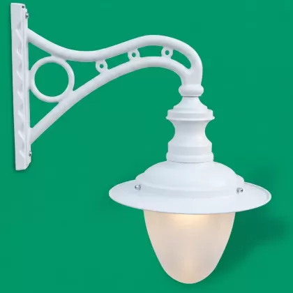 69x63 cm - E27 DUY Daire kollu aşağı yöne bakan dekoratif duvar tipi alüminyum döküm aplik, bakır kapaklı armut dış mekan aydınlatma apliği beyaz