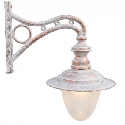 69x63 cm - E27 DUY Daire kollu aşağı yöne bakan dekoratif duvar tipi alüminyum döküm aplik, bakır kapaklı armut dış mekan aydınlatma apliği beyaz patina