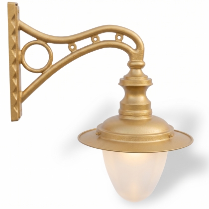 69x63 cm - E27 DUY Daire kollu aşağı yöne bakan dekoratif duvar tipi alüminyum döküm aplik, bakır kapaklı armut dış mekan aydınlatma apliği gold
