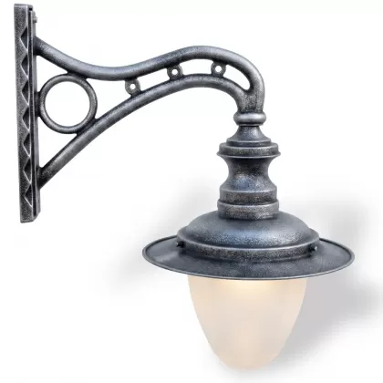 69x63 cm - E27 DUY Daire kollu aşağı yöne bakan dekoratif duvar tipi alüminyum döküm aplik, bakır kapaklı armut dış mekan aydınlatma apliği gümüş