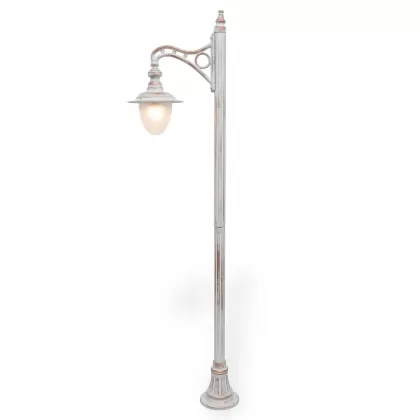 285x71 cm - E27 DUY Tek kol motifli aşağı yöne bakan tek (1) armut fenerli alüminyum döküm dekoratif bahçe aydınlatma direği patina