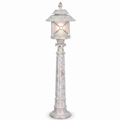 95x26 cm - E27 DUY Bakır şapkalı model dekoratif alüminyum döküm Fransız tarzı bahçe çim aydınlatma direği patinalı