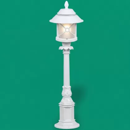90x26 cm - E27 DUY Bakır şapkalı model dekoratif alüminyum döküm Fransız tipi bahçe çim aydınlatma direği beyaz