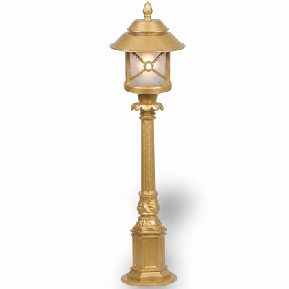 90x26 cm - E27 DUY Bakır şapkalı model dekoratif alüminyum döküm Fransız tipi bahçe çim aydınlatma direği gold