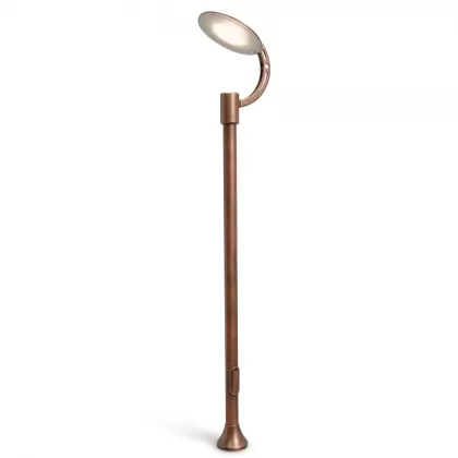 400x70 cm - Güneş motifli aşağı yöne bakan tek (1) led fenerli alüminyum döküm dekoratif modern bahçe aydınlatma direği bakır