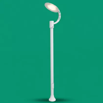 400x70 cm - Güneş motifli aşağı yöne bakan tek (1) led fenerli alüminyum döküm dekoratif modern bahçe aydınlatma direği beyaz