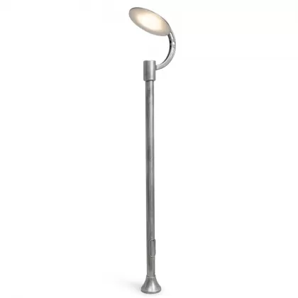 400x70 cm - Güneş motifli aşağı yöne bakan tek (1) led fenerli alüminyum döküm dekoratif modern bahçe aydınlatma direği gümüş