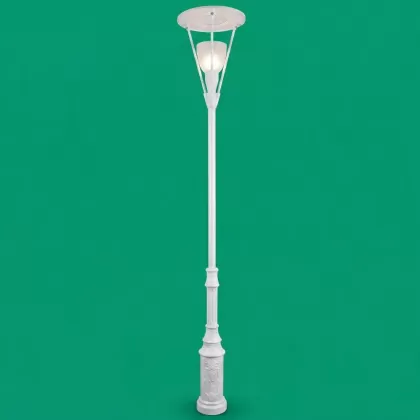 500x90 cm - Yaylım güneş motifli aşağı yöne bakan tek (1) led fenerli alüminyum döküm dekoratif modern bahçe aydınlatma direği beyaz