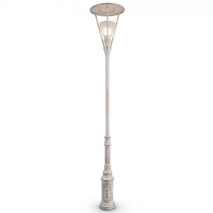 500x90 cm - Yaylım güneş motifli aşağı yöne bakan tek (1) led fenerli alüminyum döküm dekoratif modern bahçe aydınlatma direği patinalı