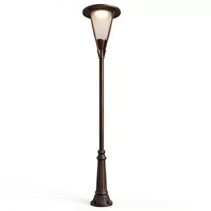390x75 cm - Yayılan güneş motifli aşağı yöne bakan Tek (1) led fenerli alüminyum döküm modern dekoratif bahçe aydınlatma direği sbakır