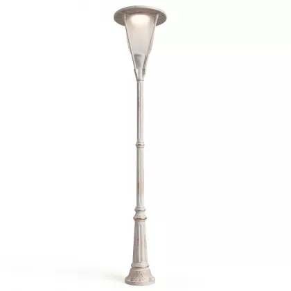 390x75 cm - Yayılan güneş motifli aşağı yöne bakan Tek (1) led fenerli alüminyum döküm modern dekoratif bahçe aydınlatma direği spatina