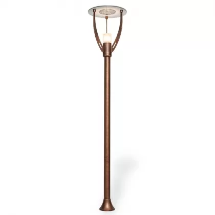 400x85 cm - Ay motifli aşağı yöne bakan tek (1) led fenerli alüminyum döküm modern dekoratif bahçe aydınlatma direği bakır