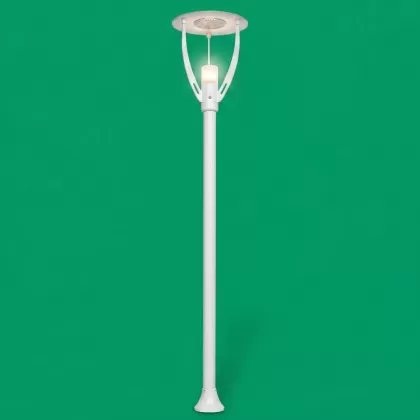 400x85 cm - Ay motifli aşağı yöne bakan tek (1) led fenerli alüminyum döküm modern dekoratif bahçe aydınlatma direği beuaz