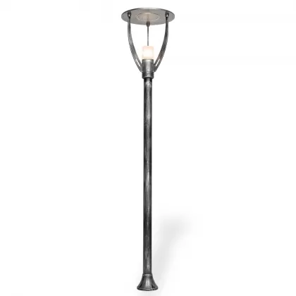 400x85 cm - Ay motifli aşağı yöne bakan tek (1) led fenerli alüminyum döküm modern dekoratif bahçe aydınlatma direği gümüş