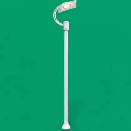 370x70 cm - Ay motifli aşağı yöne bakan tek (1) endirekt led fenerli alüminyum döküm dekoratif modern bahçe aydınlatma direği beyaz