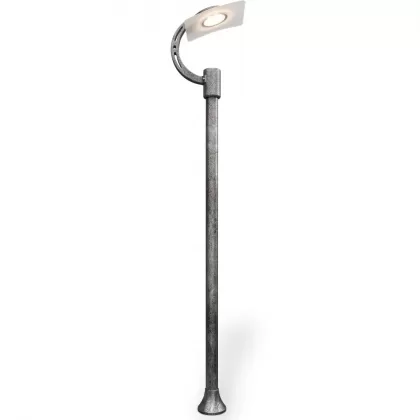 370x70 cm - Ay motifli aşağı yöne bakan tek (1) endirekt led fenerli alüminyum döküm dekoratif modern bahçe aydınlatma direği gümüş